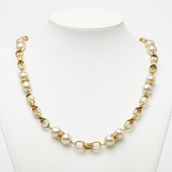 CHANEL Jewelry - CHANEL Gold Pearl Necklace